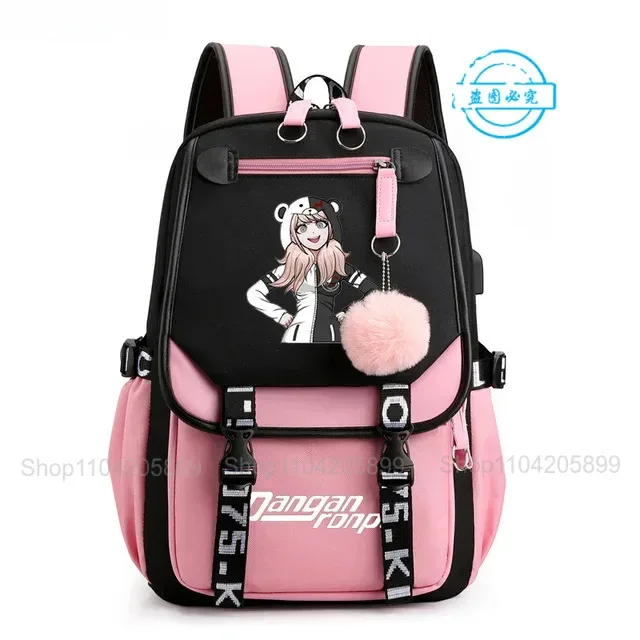 sac à dos danganronpa anime mochila, sac d'école pour étudiants, sac de voyage avec port usb, sacoche décontractée pour ordinateur portable, grand sac messager, cadeau