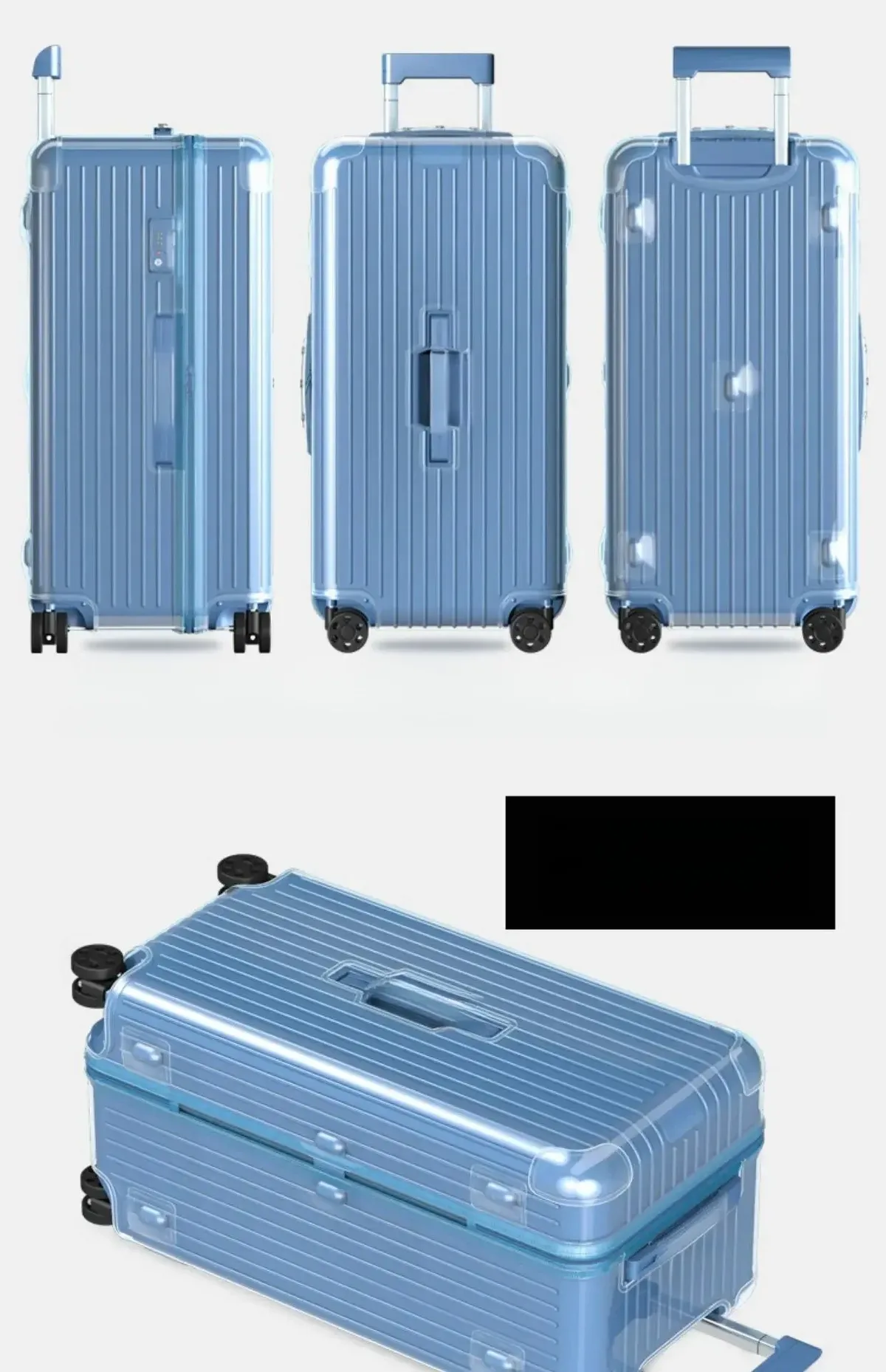 housse transparente pour valise rimowa clear protective cover essential trunk plus 33 pouces, housse de protection pour bagages rimowa