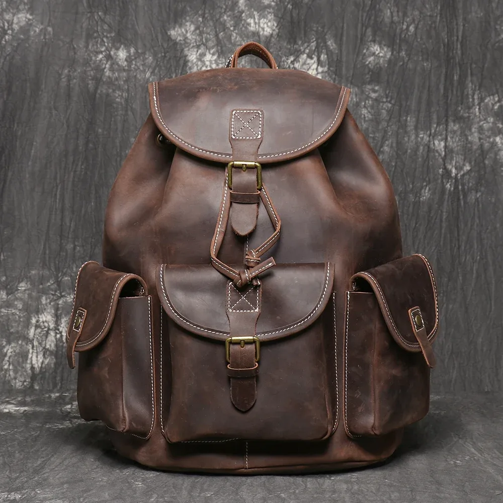 luokir-sac à dos de voyage personnalisé en cuir de vache couché, cartable d'ordinateur de grande capacité, nouvelle collection