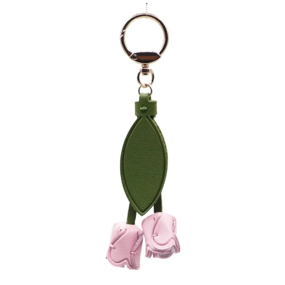 pendentif de sac tulipe doux dopamine, porte-clés de voiture de style coréen, accessoires assortis, sac à dos frais en cuir pu, décoration pour fille