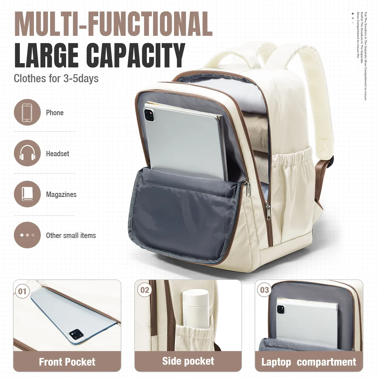 sac à dos de voyage sous vide avec pompe manuelle, compatible ryanair, 40x30x20, pour ordinateur portable, école, avion, bagage à main