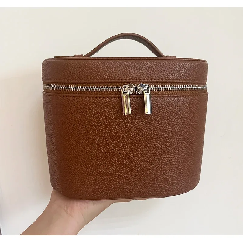 trousse à cosmétiques ronde à main pour femmes, impression gratuite, pubucket rond, trousse de vanité, produit de soins de la peau, sac de rangement de cosmétiques