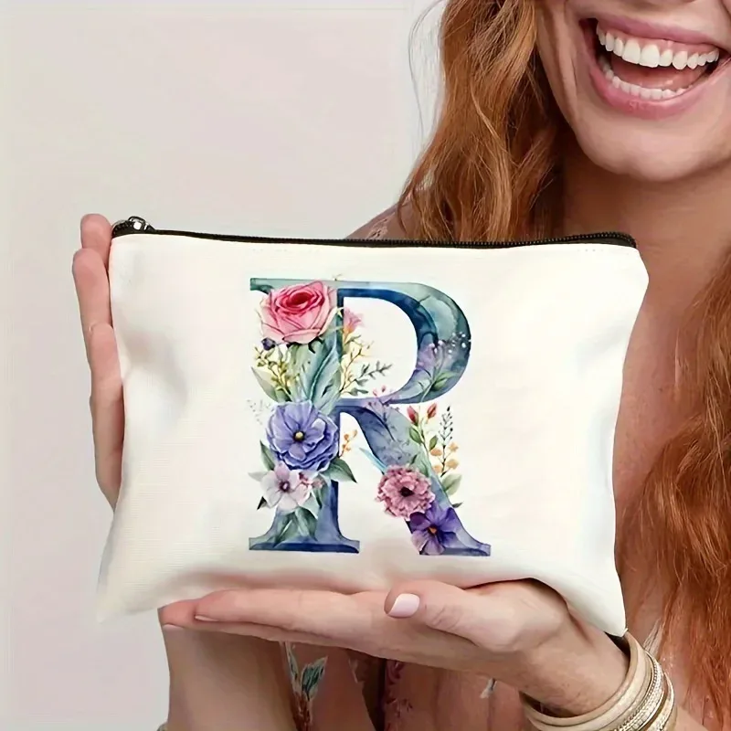 trousse de maquillage pour femme a-z lettre motif créatif sacs de maquillage sac de rangement sacs à fermeture éclair pochette de maquillage