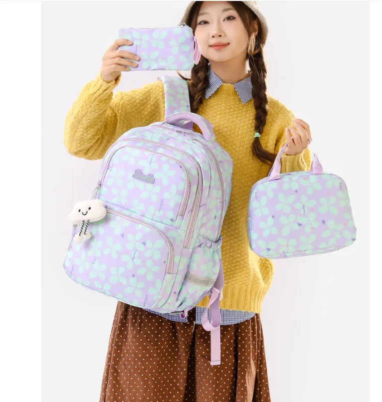 ensemble de sacs à dos à roulettes pour filles, pour les élèves du primaire (3e, 6e et 9e années) et les collégiens, 3 pièces