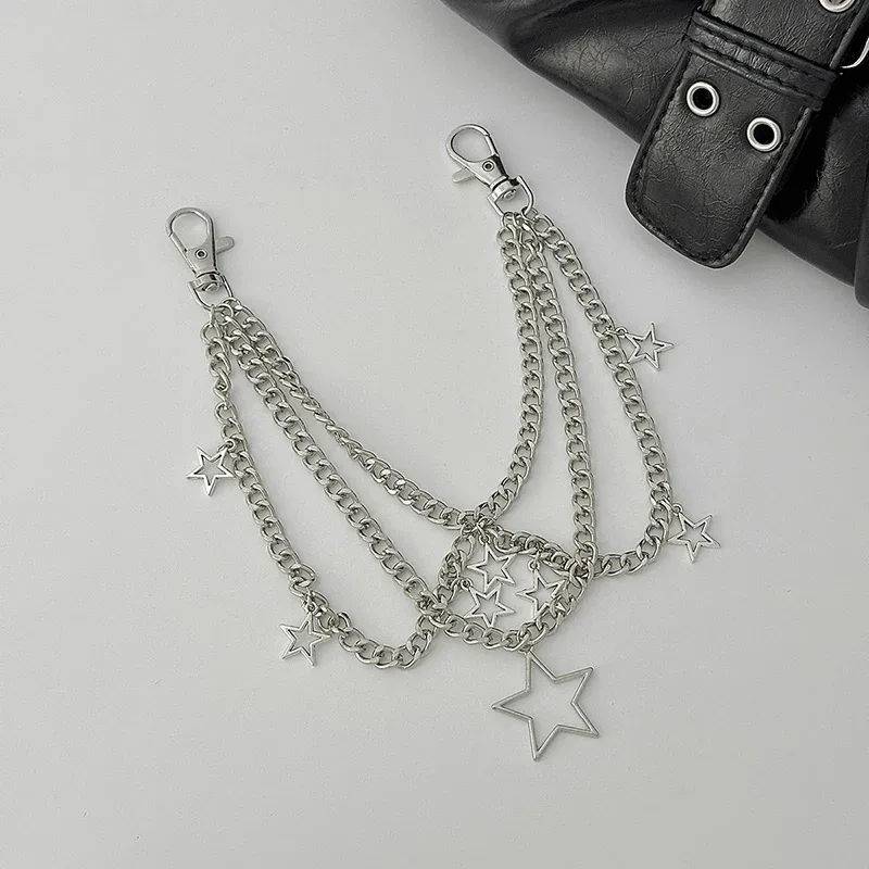 porte-clés tendance en forme de croix pour femmes, pendentif étoile, chaîne de sac, breloque pour sac à dos, porte-clés, accessoires y2k