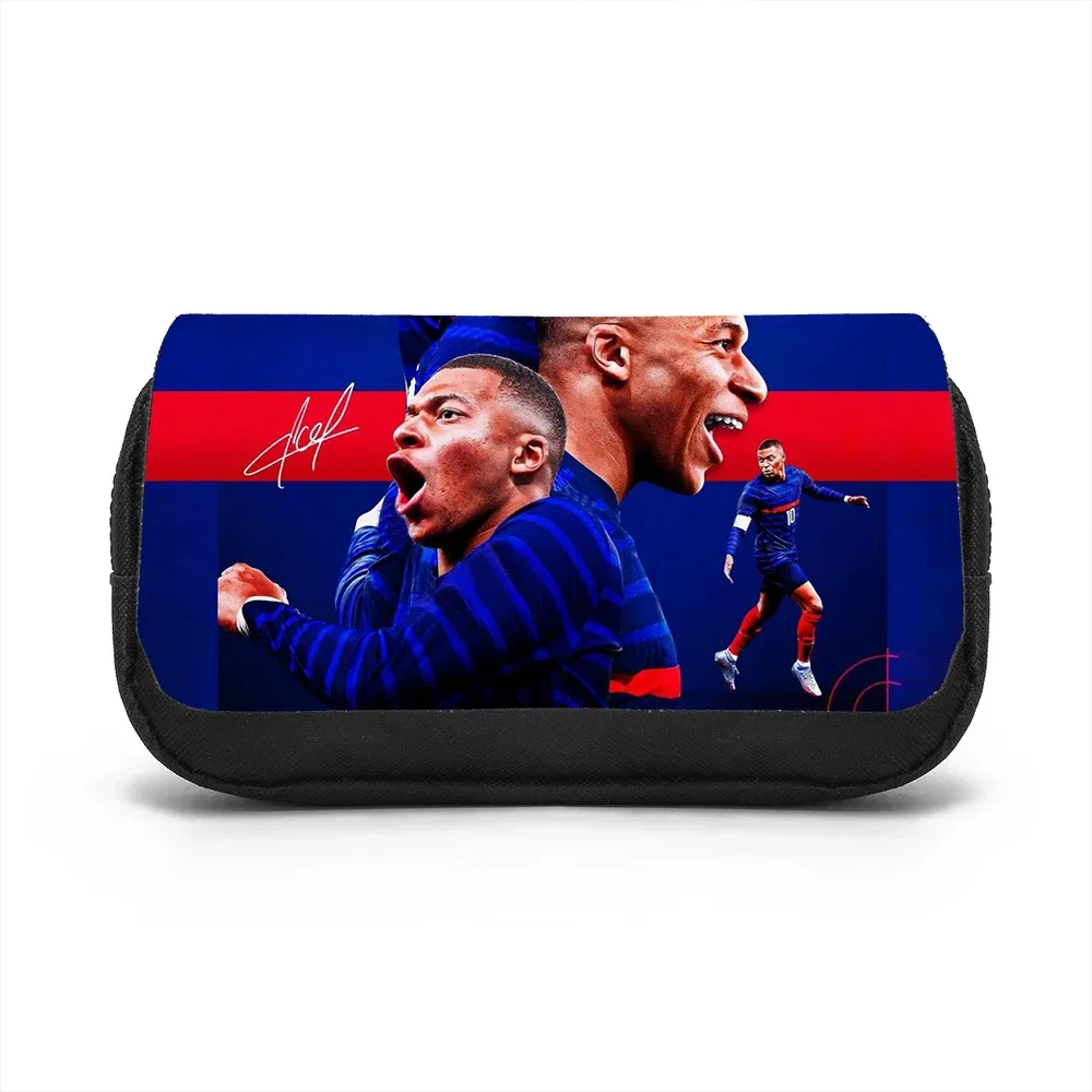 trousse de papeterie grande capacité double compartiment m-mbappe, motif étoile de football, pour étudiants