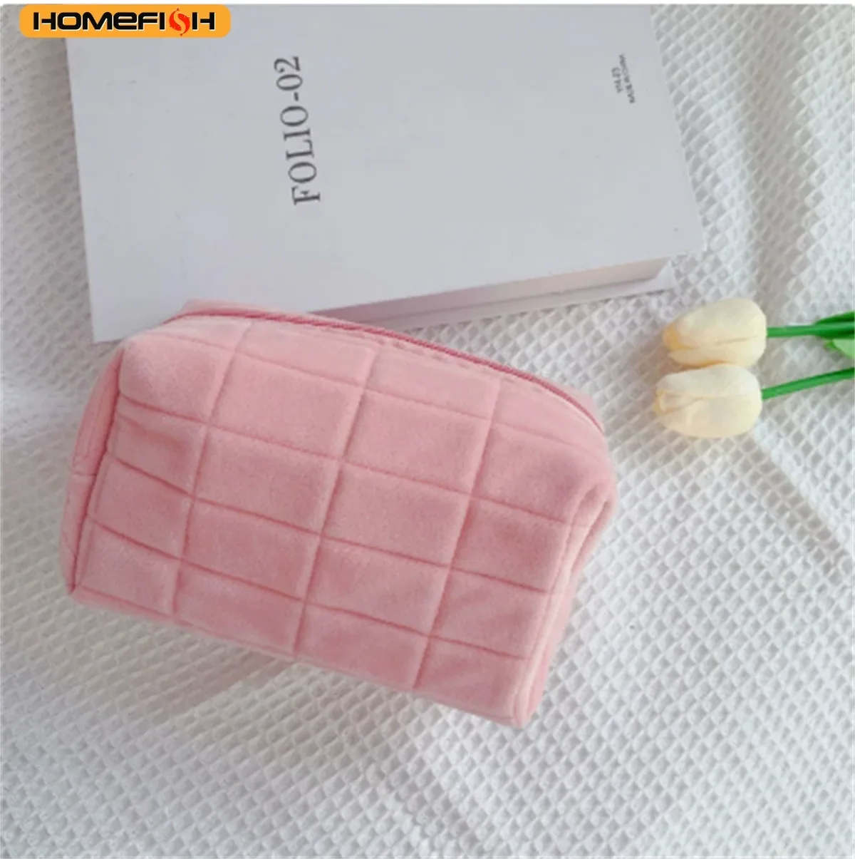 homefish sac de rangement élégant de grande capacité en forme d'oreiller, pochette portable multifonctionnelle pour cosmétiques et stylos pour femmes, idéale pour le transport quotidien.