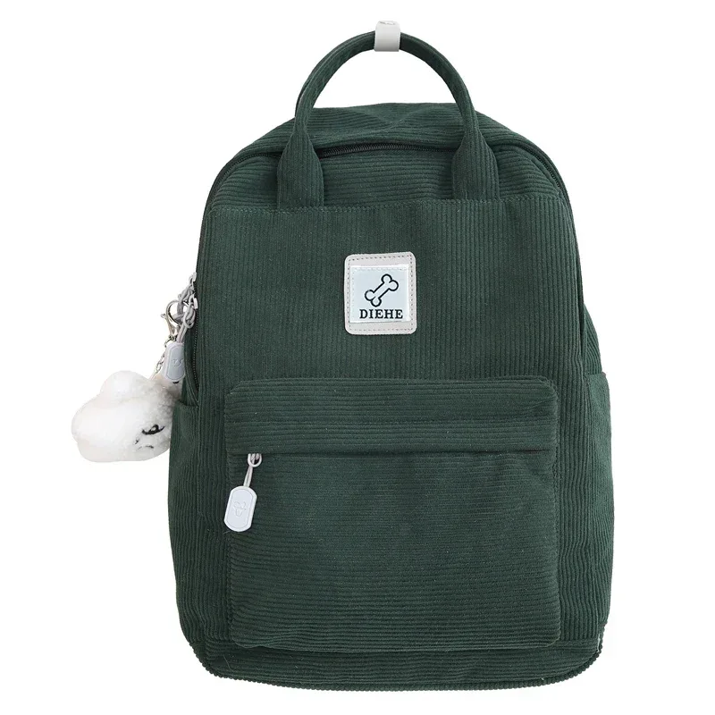 sac à dos en velours côtelé à rayures pour femme, cartable pour adolescentes, garçons, petit, harajuku, pour étudiante