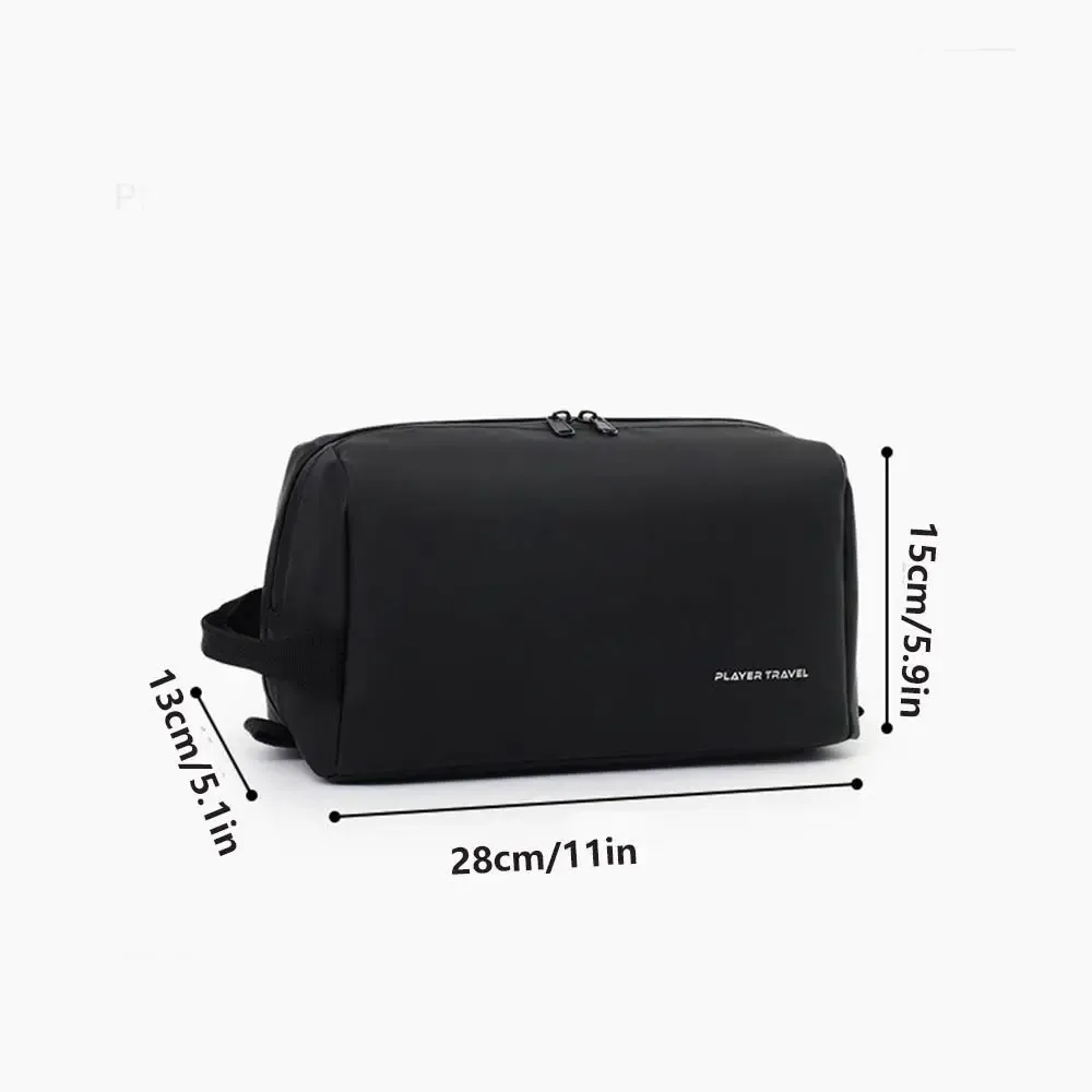 sac à cosmétiques étanche pour hommes, trousse de toilette légère en pu de grande capacité, trousse de maquillage à main avec séparation sèche et humide