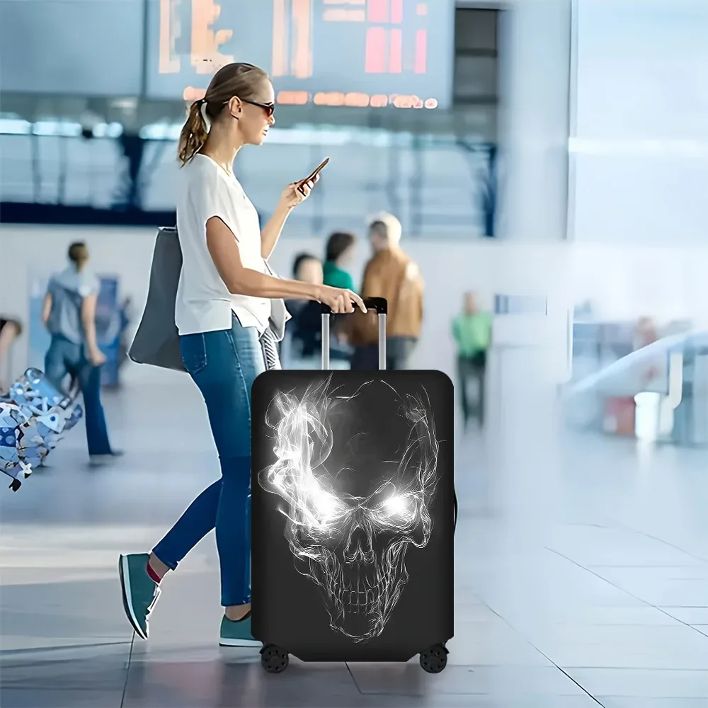 1 housse de valise motif crâne. convient aux valises de 18 à 32 pouces ; protège efficacement vos bagages