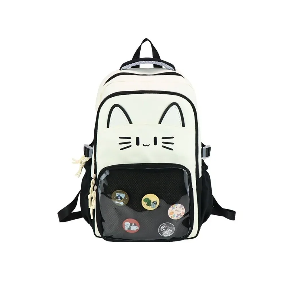 sac à dos ita transparent kawaii grande capacité, pour affichage diy, motif chat de dessin animé, double bretelles, pour l'école