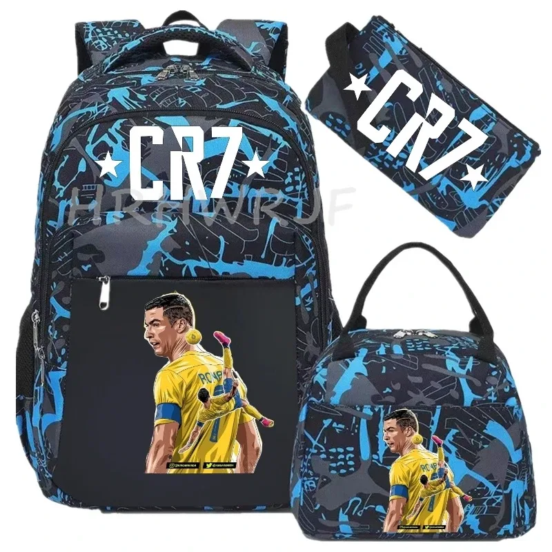 sacs à dos de sport cr7, 3 pièces, camouflage, double épaule, pour ordinateur portable, grande capacité, pour femmes et hommes, voyage, mochila pour usage occasionnel