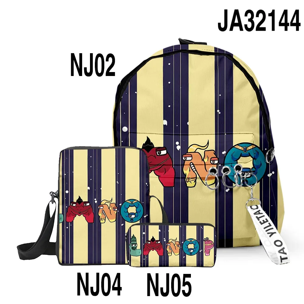 sacs d'école classiques populaires alphabet lore imprimés en 3d, 3 pièces/ensemble, sac à dos pour ordinateur portable, sac à bandoulière incliné, trousse à crayons