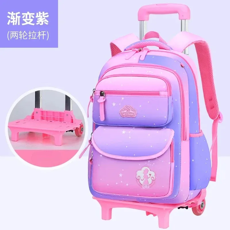 sac à dos d'école à roulettes pour fille, cartable étanche avec roulettes pour enfant