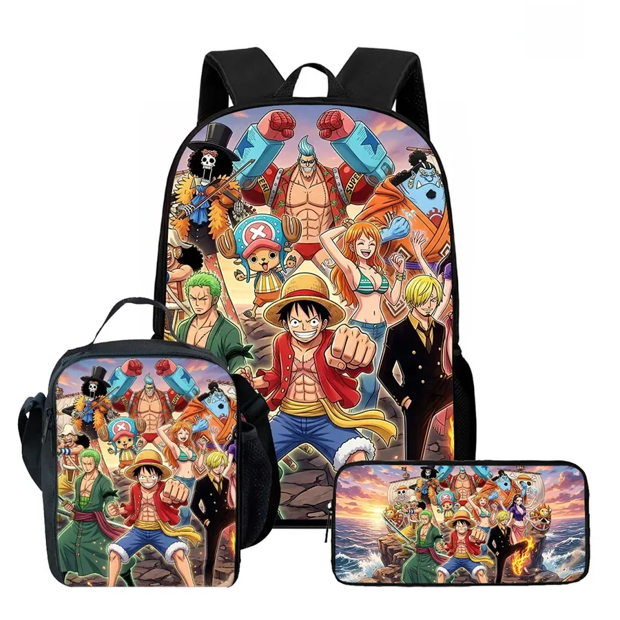 ensemble de sac à dos scolaire 3 pièces 15 pouces avec sac à lunch et trousse à crayons, durable, léger, unisexe, pour garçons et filles de 6 à 10 ans