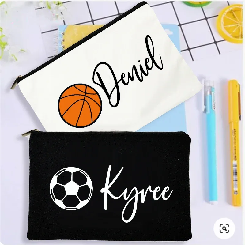 Sac à crayons de Football personnalisé, trousse à crayons avec nom personnalisé, fournitures de papeterie scolaire, sacs de rangement, cadeau de noël et d'anniversaire pour enfant