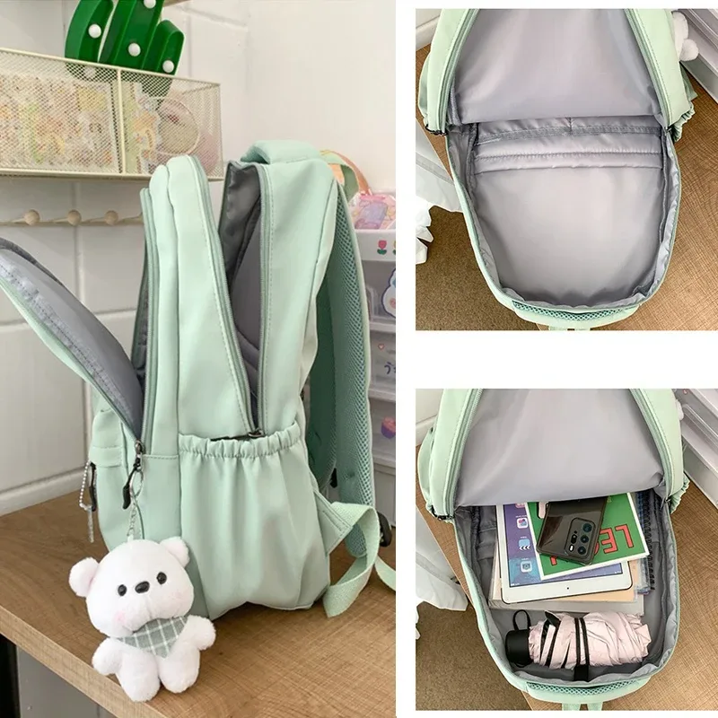 chat noir rose sac à dos étudiant lettre livre sac fille ordinateur portable sac d'école adolescent sac de voyage sac à dos unisexe collège ordinateur sac