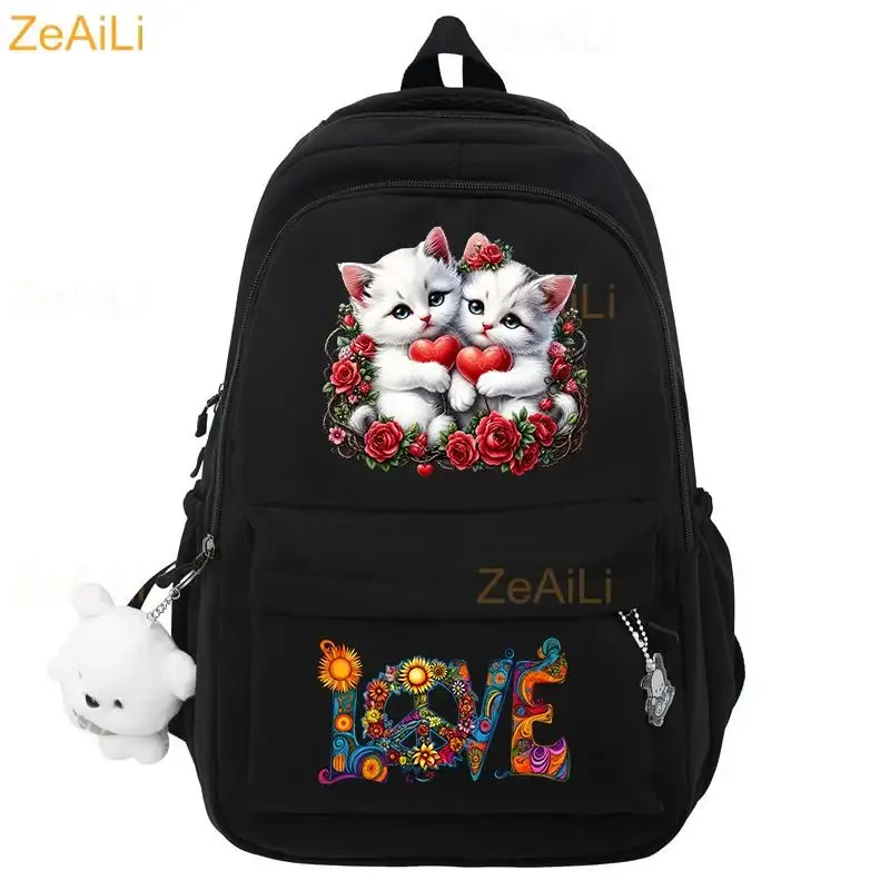 sac à dos pour ordinateur portable à thème chat mignon, grande capacité, pour femmes et hommes, sacs d'école pour garçons et filles, sac de voyage cool