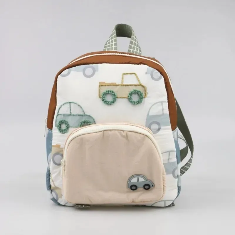 nouveau sac à dos unisexe brodé voiture mignonne 2026 – sac d'étudiant tendance grande capacité pour voyage et activités de plein air