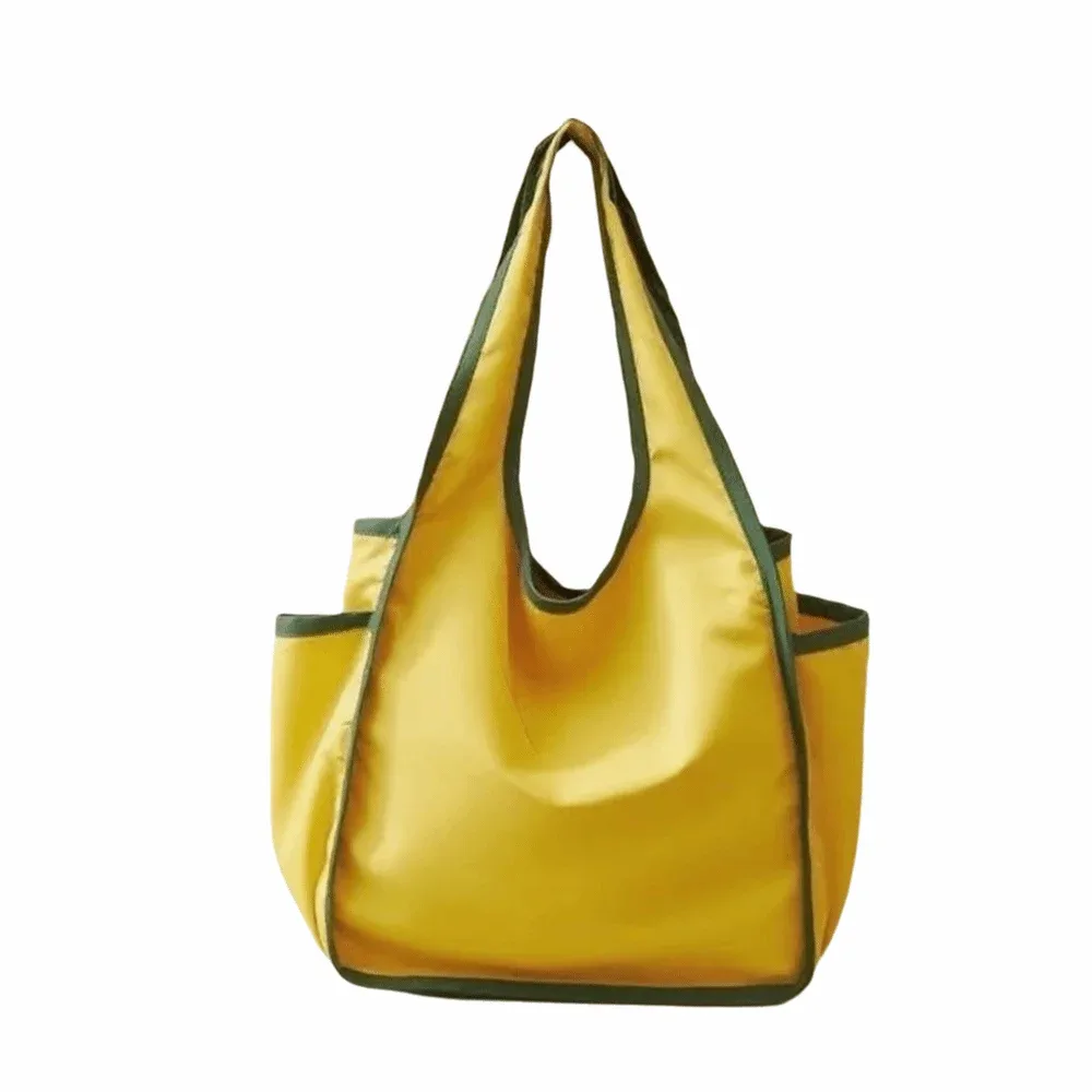 sac de courses réutilisable de grande capacité, sac fourre-tout pliable et imperméable, sac écologique en polyester à blocs de couleur, sac d'étude