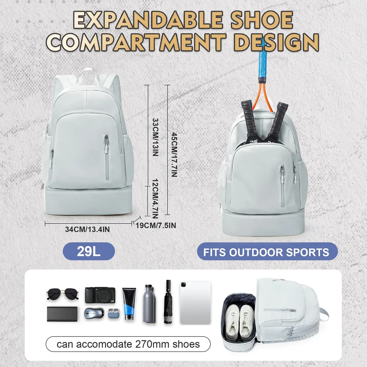 sac à dos de sport pour femmes et hommes, sac à dos de sport avec compartiment à chaussures, sac à dos de voyage pliable, sac de sport étanche pour la natation, le yoga