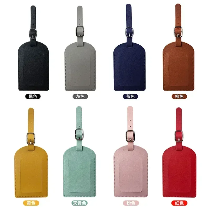 étiquette de bagage en cuir pu pour femmes et hommes, 1 pièce, accessoires de voyage, vacances, étiquettes de valise, nom, identification, adresse, étiquettes de sac pour bagages