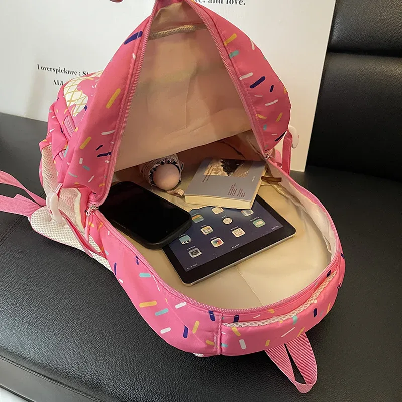 lot de 3 sacs à dos style coréen pour filles et étudiantes, série crème glacée
