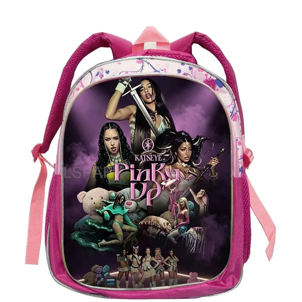 sacs à dos tendance katseye roses pour enfants, sacs d'école pour adolescentes et adolescents, sac à dos décontracté et tendance 12 pouces
