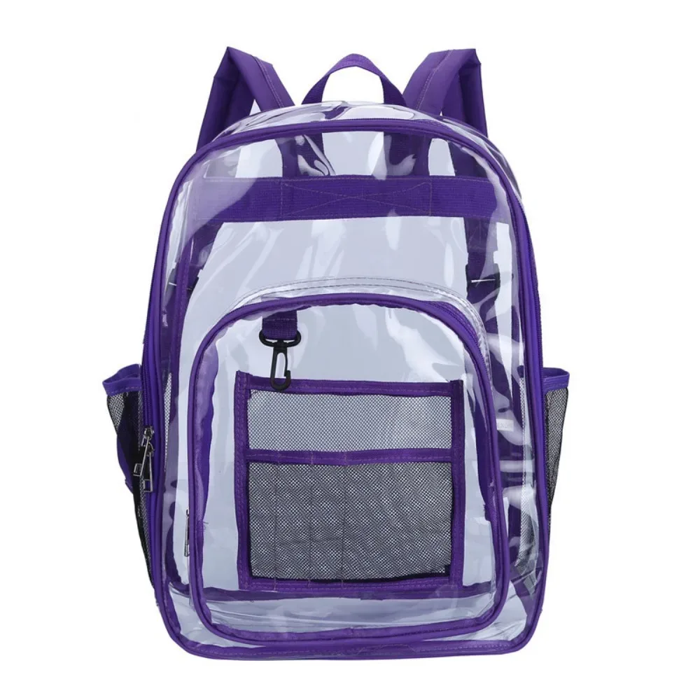 sac à dos transparent en pvc simple, grande capacité, imperméable, sac d'école pour étudiants, sac de voyage de style coréen, sac à bandoulière transparent pour l'école