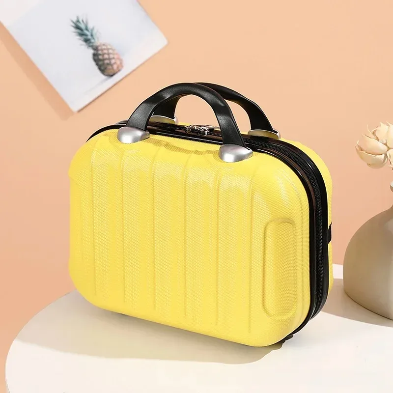 sac de maquillage de voyage pour femmes de 14 pouces, mini valise compacte en plastique abs, design uni, idéal pour un usage personnel