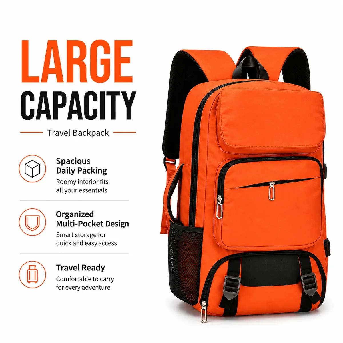 sac à dos de voyage pour homme de grande capacité avec compartiment séparé pour chaussures et plusieurs poches pour organiser les ordinateurs portables, un sac à dos spacieux adapté aux voyages d'affaires, aux vacances et aux trajets quotidiens.