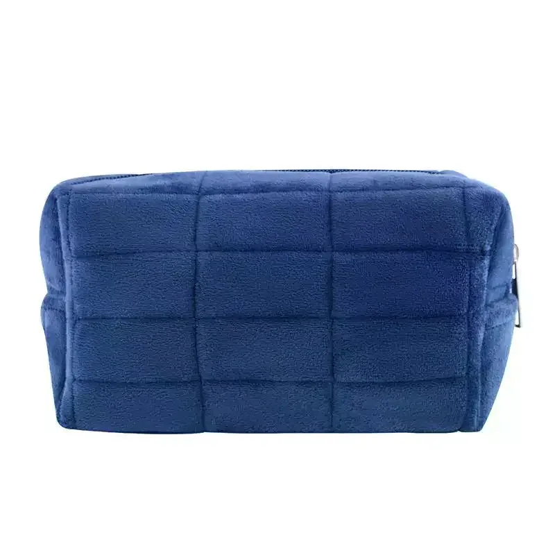 trousse de maquillage élégante en fourrure pour femmes, grande capacité à fermeture éclair de couleur unie, organisateur de toilette de voyage, pochette de lavage, étui à stylos en peluche