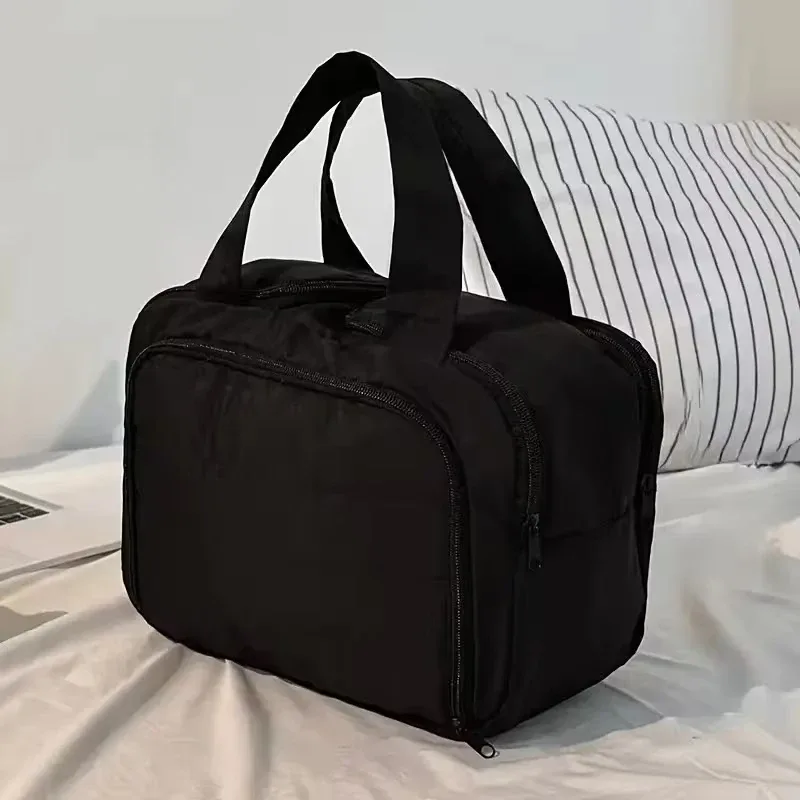 nouvelle trousse de maquillage de voyage verticale, grande capacité multi-zones avec poignée, trousse de toilette portable multi-compartiments pour femme