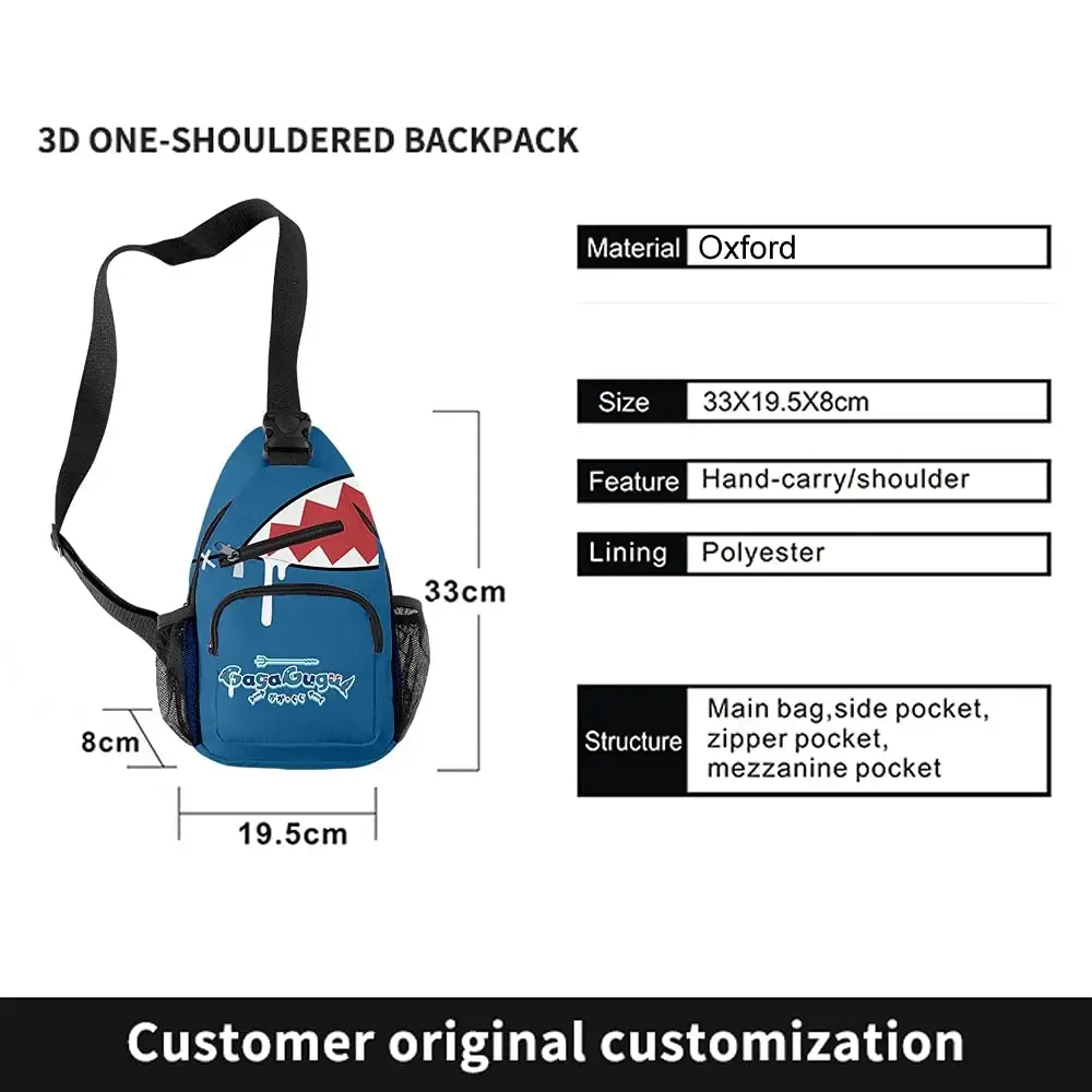 sac à dos 3d hololive vtuber gawr gura, trois pièces, pour hommes et femmes, sac à dos décontracté, sac de poitrine, trousse à crayons, 2022