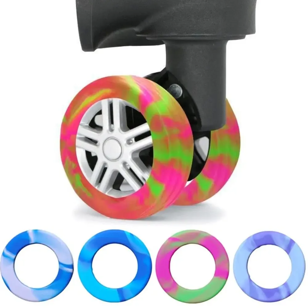 protecteur de roues de bagages en silicone, anti-bruit épais, chaussures de voyage, pièces de valise, 4 pièces