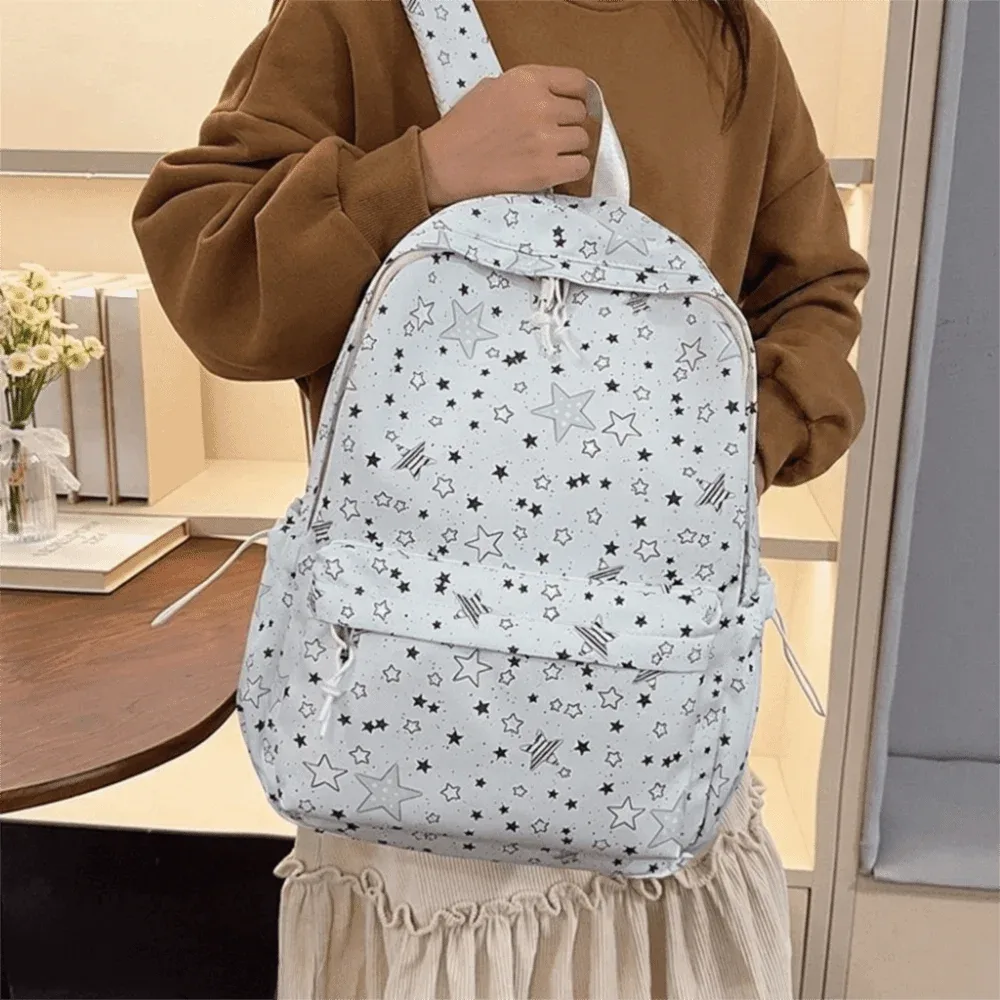 sac à dos en nylon léger à grande capacité, imprimé ciel étoilé, style universitaire, pour étudiants et voyages.