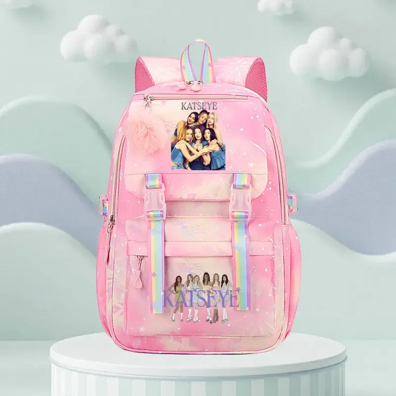 sac d'école katseye print, sac d'école pour élèves du primaire, sac à dos de voyage en plein air, sac à dos tendance pour filles, sac à dos pour enfants.