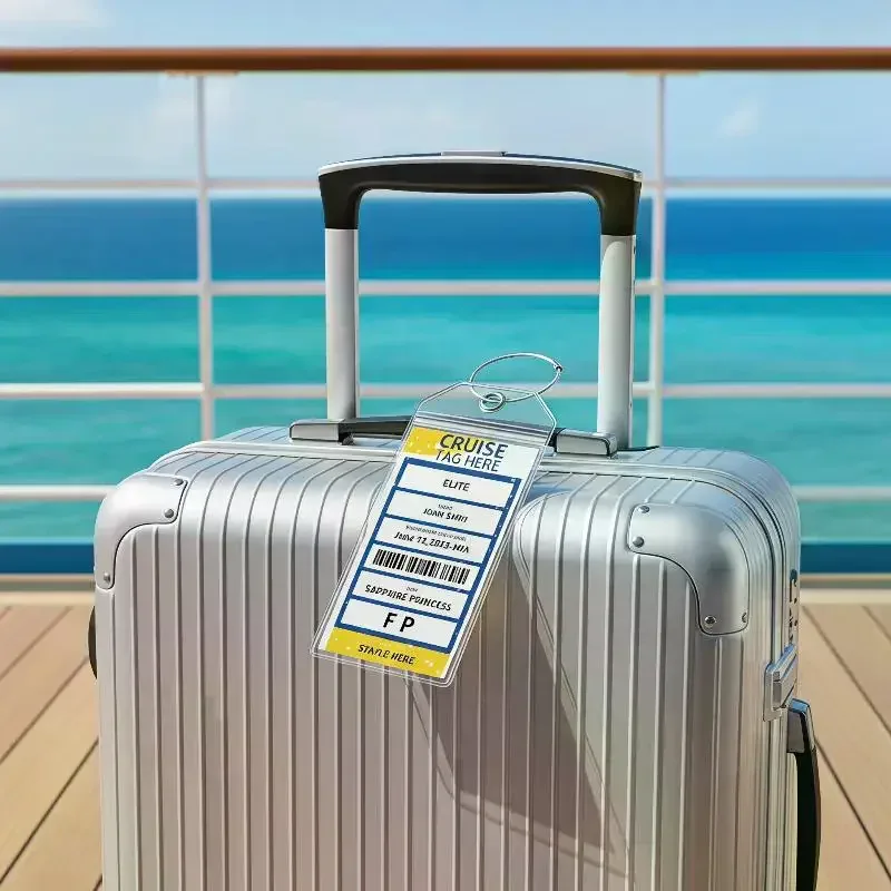 étiquette de bagage multifonctionnelle pour bateau de croisière, boucles en fil d'acier, porte-carte d'identité vertical en pvc transparent, étanche, étiquette de voyage, 5 pièces