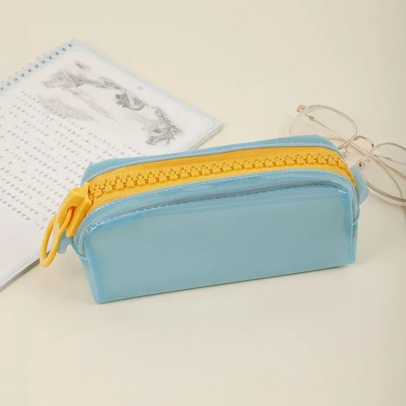 étui à crayons transparent en pvc de grande capacité, étui à crayons stimulant la dopamine, cadeau de rentrée scolaire, organisateur de papeterie durable.