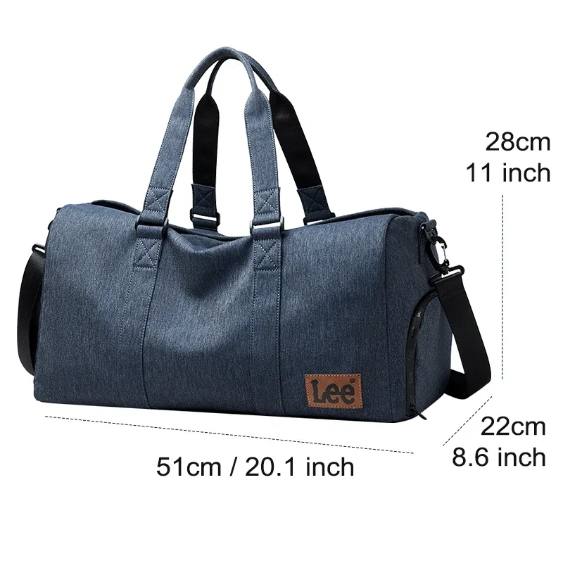 lee – sac polochon de voyage en cuir imperméable de haute qualité, compartiment à chaussures sec et humide, grand bagage d'entraînement, sac de fitness pour femmes et hommes