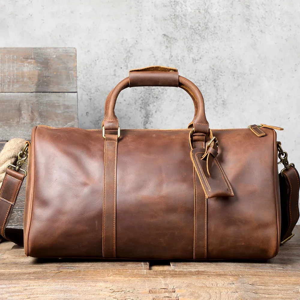 sac de voyage en cuir pleine fleur s.worker, grande capacité, sac de week-end, sac de sport en cuir véritable pour hommes
