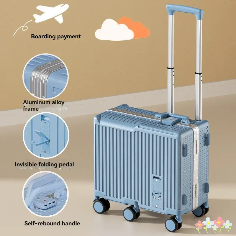 mini valise de voyage de 20 pouces, boîte à cadre en aluminium, organisateur de bagages, étui de conduite pour enfants, petite boîte de mot de passe, mallette d'embarquement à main