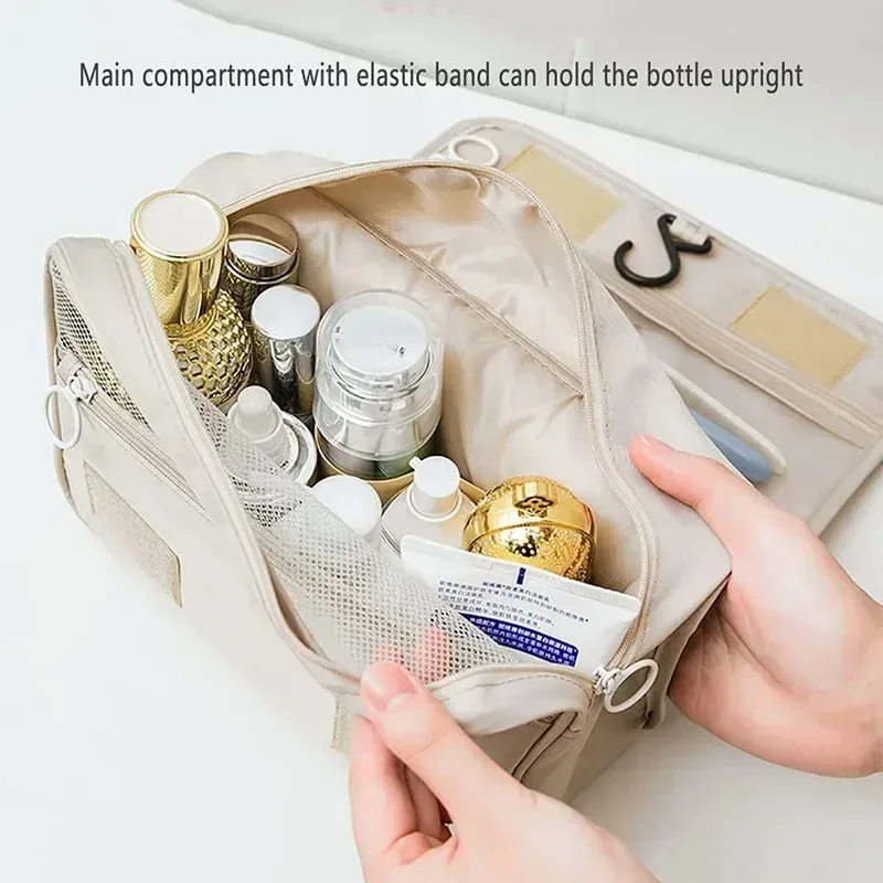 sac de maquillage de voyage de haute qualité, organisateur de produits de toilette étanche pour femmes, nécessaire de salle de bain, pochette de lavage, sac de rangement de maquillage à crochet