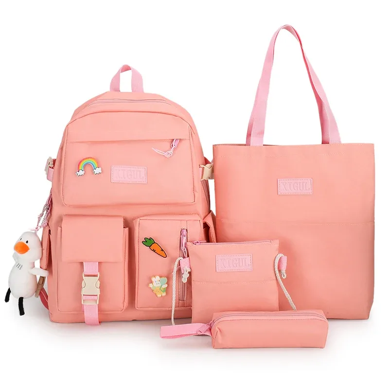 sac à dos d'école kawaii pour enfants, cartable pour femme, sacs d'école pour adolescentes, ensembles de 4 pièces, 138