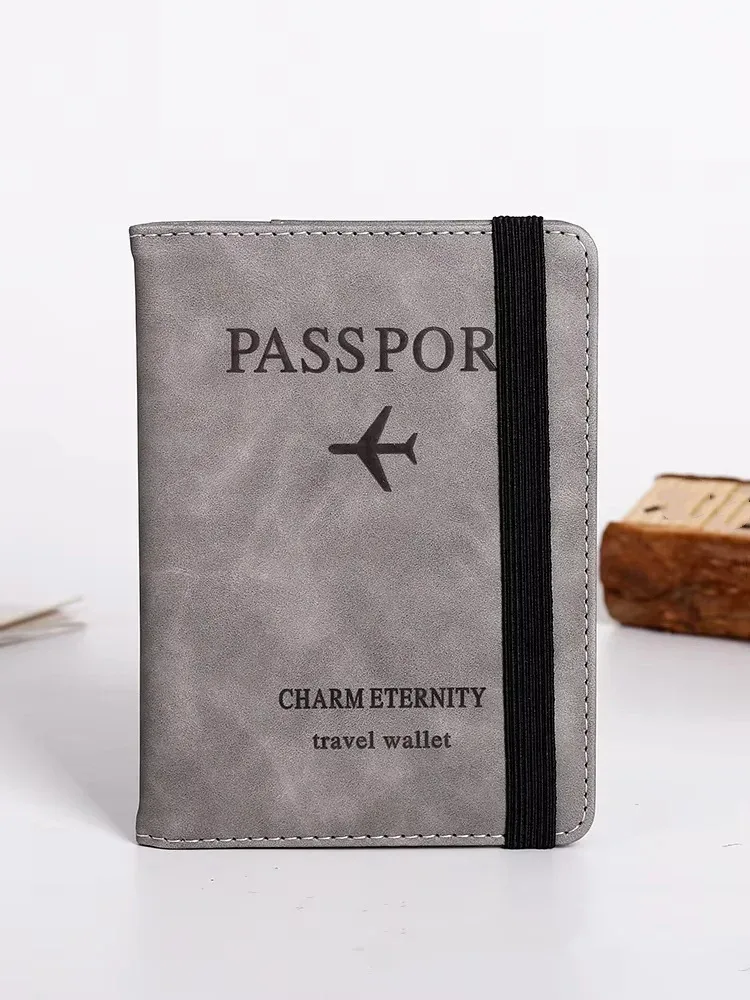 sac à passeport avec sangle en cuir pu, porte-passeport rfid, étui de protection, portefeuille de voyage à l'étranger, rangement de cartes, billets, sacs à main