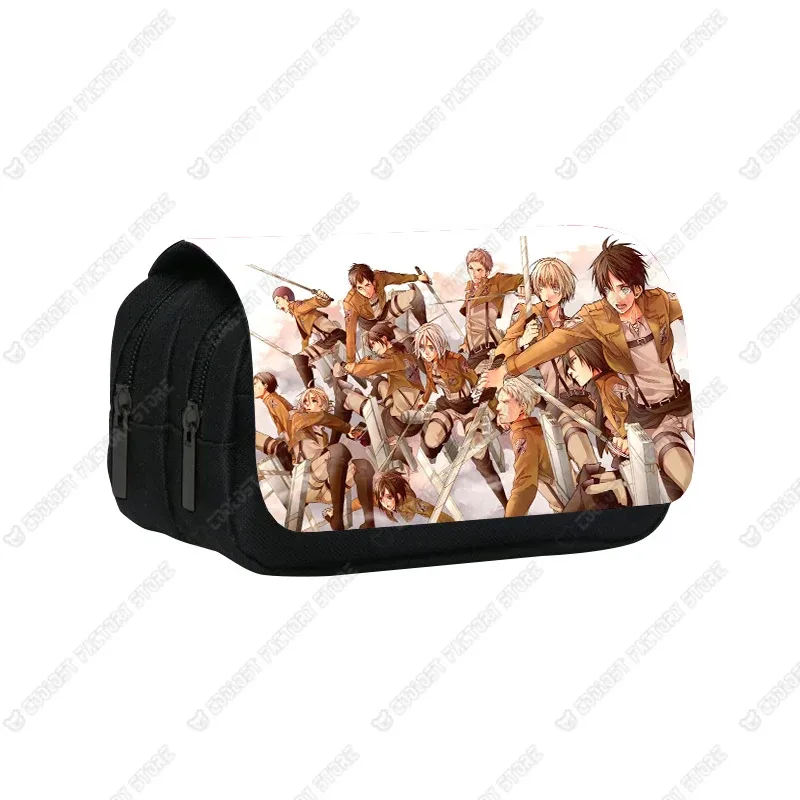 trousse à cosmétiques shingeki no kyojin, sac à stylos, levi eren, boîte à crayons, porte-brosse, étuis scolaires, anime attack on titan