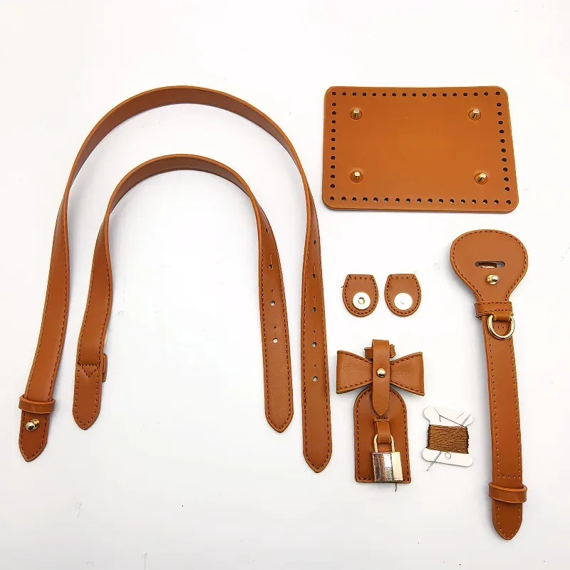sac seau vintage fait main en paille tressée avec accessoires en cuir pu, bandoulière simple pour sac à bandoulière ou sac croisé