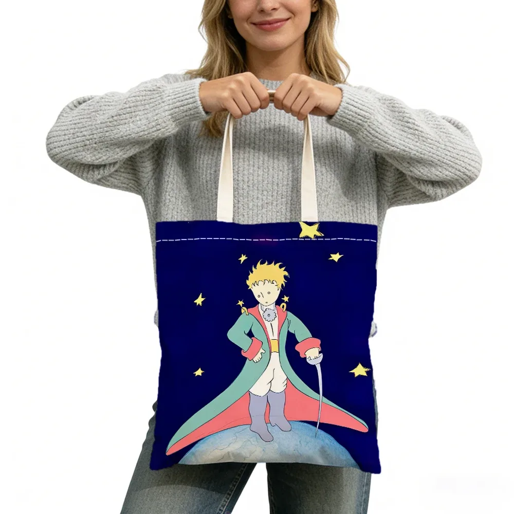 sac fourre-tout imprimé double face sans fermeture éclair, star boy cute fox cosmic rose, 40x45 cm, sac à bandoulière pour usage quotidien, shopping, apprentissage, extérieur