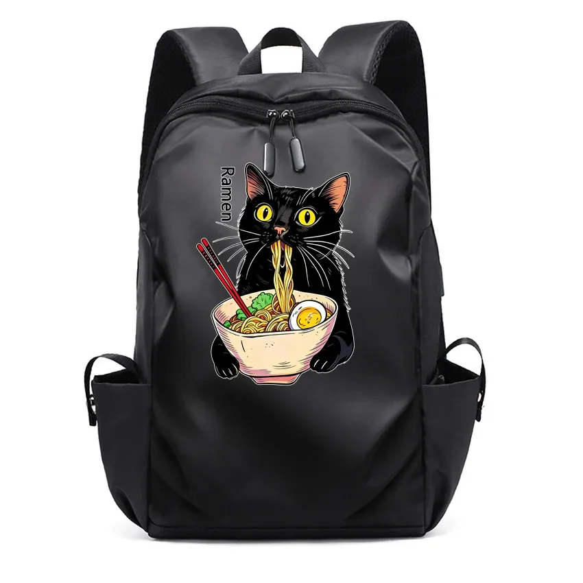 ordinateur portable usb sac à dos sac d'école drôle dessin animé ramen chat motif imprimé sac à dos sac à dos hommes femmes loisirs sac à dos