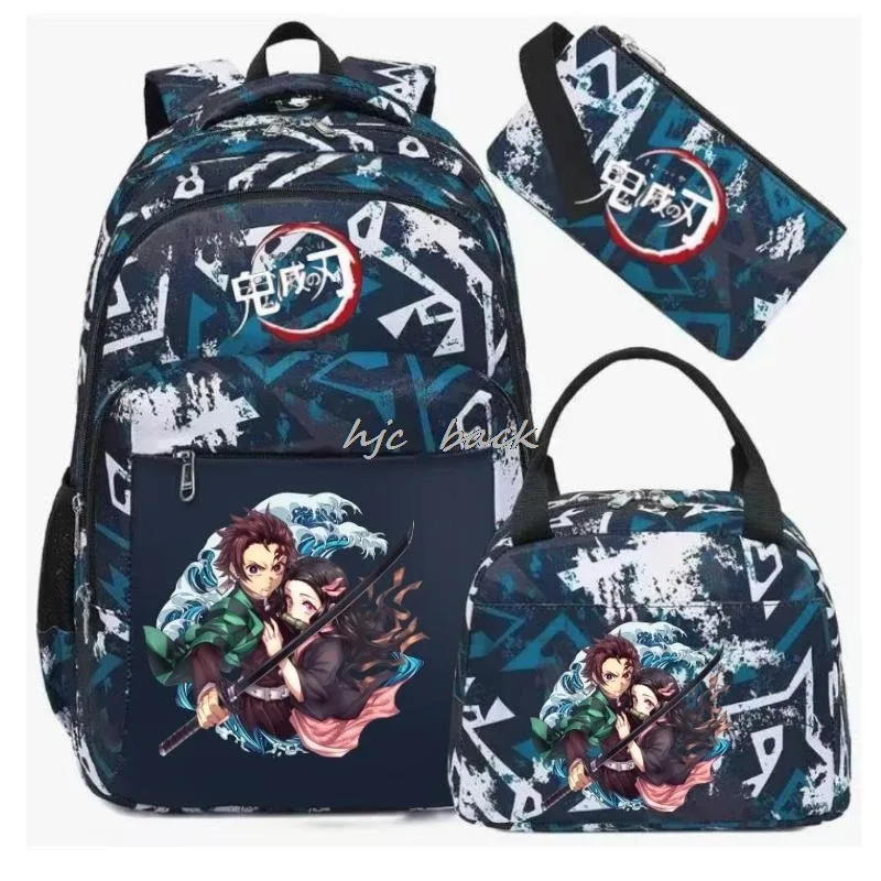 lot de 3 sacs à dos camouflage demon slayer kamado nezuko, grande capacité, pour étudiants, filles et garçons, adolescents, avec compartiment pour ordinateur portable, style harajuku